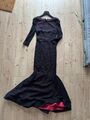 Damen Kleid Abendkleid  Abschlussball Hochzeit Schwarz Gothic Stretch 36 S