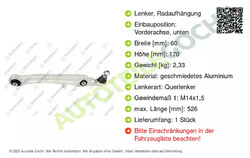 Querlenker für Audi A8 D3 Limo 2002-2010 Vorne Links oder Rechts