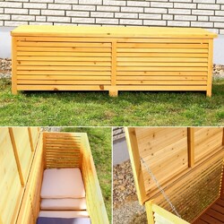 140CM Holz Auflagenbox Kissenbox Gartenbox Gartentruhe Auflagen Truhe Holztruh!✅ 140Lx52Bx46H cm ✅ rostfreie Scharniere imprägniert