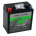 Motorradbatterie Gel 12V 14 Ah YTX14-BS, HVT-08 Motorrad Roller Batterie YTX14-B