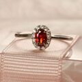 14k Weiss Gold Natürlich Red Garnet Und Diamanten Edelstein Halo Damen Trauring