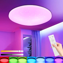 LED Deckenleuchte RGB Sternenhimmel Deckenlampe Dimmbar mit Fernbedienung 36W