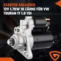 STARTER ANLASSER 1.7KW 12V FÜR VW T5 TOURAN 1T Golf 5 Passat 3C Polo 9N 1.9 TDI