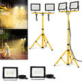2x 100W LED Fluter Flutlicht + Stativ Warm Baustrahler Scheinwerfer mit Stecker