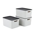 Rotho Aufbewahrung Boxen mit Deckel A4 3er-Set Jive Kunststoffbox Stapelbox Box