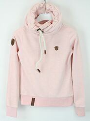 Naketano Kapuzenpulli Damen XS Fleece Pullover Pink Mischung Langärmelig Logo