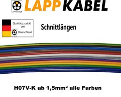 Lapp Litze Schnittlängen H07V-K 1,5mm²; 2,5mm²; 4mm²; 6mm²; 10mm²; 16mm²