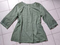 ♥ Made in Italy Style Tunika Bluse Blusenshirt Olivgrün Oil Washed One Size ♥