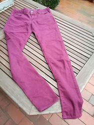  Denim&Co Super Skinny Stretch Jeans Hose Slim Fit wein rot Röhrenjeans XS 34/36