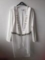 Lola Bianca Strickjacke Überwurf Jacke Kapuze Ecru Strasssteine Gr. 42 / L