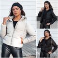 Damen Steppjacke mit Fellkapuze Jacke für Winter Halblang Winterjacke DSTREET