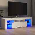 vidaXL TV-Schrank mit LED-Beleuchtung Hochglanz-Weiß 140x36,5x40 cm TOS