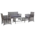 vidaXL 4-tlg. Garten-Lounge-Set mit Auflage Poly Rattan Anthrazit