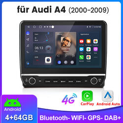 4+64GB Für Audi A4 S4 RS4 2000-09 GPS NAVI DAB SWC Android 13 Autoradio Carplay 