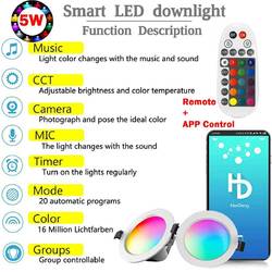 LED Einbaustrahler RGB+WW+CW 5W 9W Bluetooth Einbauleuchte Decke Dimmbar Spot