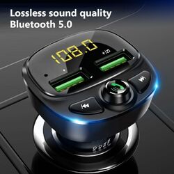 Bluetooth FM Transmitter5.0,Auto Radio Adapter LED Display Freisprechen Car Kit