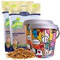 2 x 10 L (Liter) Mehlwürmer getrocknet in Design Eimer für Vögel Nager Lyra Pet®