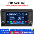 32G Carplay Android 12 Autoradio GPS BT RDS Navi BT USB für Audi A3 S3 RS3 8P 8V