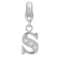 Dream Charms Damen Charm Anhänger 925 Sterling Silber Buchstabe S mit Zirkonia