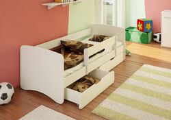 Best For Kids Kinderbett Jugendbett mit Rausfallschutz Matratze Schubladen Latte