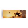 Wandbilder 160x50cm Leinwandbild Pferd Cowboy Bauernhof Reiten XXL Bilder