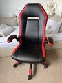 Skyline Gaming Chair, Bürostuhl, Chefsessel, Drehstuhl in rot/schwarz aus Leder