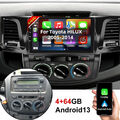 4+64GB Android 13 Autoradio FM GPS WIFI Navi Carplay Für Toyota Hilux 2005-2015