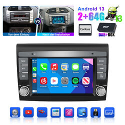 Android 13 Autoradio Apple CarPlay GPS Navi wifi Für FIAT BRAVO 2007-12 DAB+ 64G