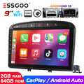 Carplay 2+64G Android 13 Autoradio GPS NAVI RDS Cam Für Peugeot 308 408 07-2013