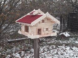 Vogelhaus, Luxus Vogelhaus L ,mit Futtersilo ,Holz,Handarbeit,Blockhausstil