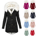 Damen Warm Winter Hooded Parka Winter Jacke Stepp Mantel Steppjacke Langejacke