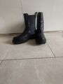 Zara Damen Chelsea Leder Boots Gr.38 Schwarz