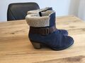 Stiefelette Gr.41 Nubuk Leder grau blau, 7 cm. Absatz von Rieker gefüttert