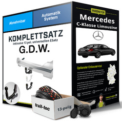 Anhängerkupplung abnehmbar für MERCEDES C-Klasse Limousine +E-Satz (AHK+ES)JETZT NEU: Montage zum Festpreis!