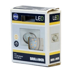 Briloner LED Einbauleuchte eckig Nickel matt 5W Modul 400lm warmweiß schwenkbar