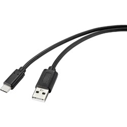 Renkforce USB-Kabel USB 2.0 USB-C® Stecker, USB-A Stecker 1.00 m Schwarz mit ...