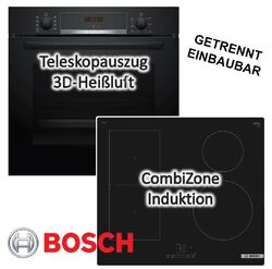 Herdset Bosch Backofen EcoClean mit Induktionskochfeld Booster autark, 60 cm NEU