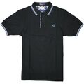 Fred Perry Herren Polo Shirt M4205 102 Schwarz Drakes Kollektion Limited 5399