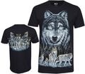 Wolf Pack T-Shirt Wölfe streifen in einem Wald heulend leuchten im Dunkeln von Wild