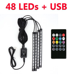 4x LED RGB Innenraumbeleuchtung KFZ Auto Ambiente Fußraumbeleuchtung mit Control