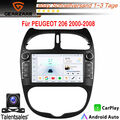 7" CarPlay Autoradio Für PEUGEOT 206 206CC 206SW 2000-2008 Android13 GPS NAVI BT