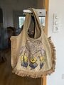 LAUREN MOSHI Tasche Beige Federn Fransen Traumfänger Blau Sweat Shirt Juvia NEU