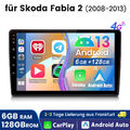 128GB Android 13 Autoradio Carplay ChatGPT GPS Navi für Skoda Fabia 2 2007-2013