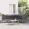 vidaXL 5-tlg. Garten-Lounge-Set mit Kissen Grau Poly Rattan ASS