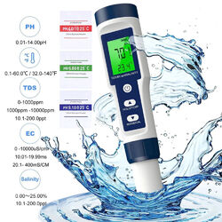 5 IN 1 PH Messgerät Digital TDS/EC/PH Temperature Meter Wasserqualität Tester