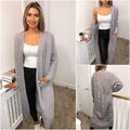 Damen klobige Kuscheln gestrickte Longline Damen offene Vorderseite Winter Maxi Cardigan