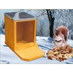 Futterhaus Eichhörnchen Futterstation Futterautomat Holz Zinkdach Futterspender