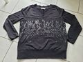 Margittes Damen Sweatshirt Shirt Pulli schwarz mit Pailletten  Gr. 40 schick