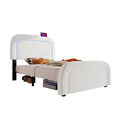 Polsterbett 90x200 cm Doppelbett Bettgestell mit USB Typ C Ladefunktion und LED