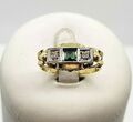 Antiker Ring mit Turmalin und Brillanten 0,02 ct. 14K 585er Gelbgold Gr.: 55 